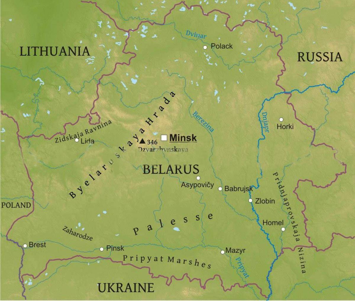 Mapa da Bielorrússia física