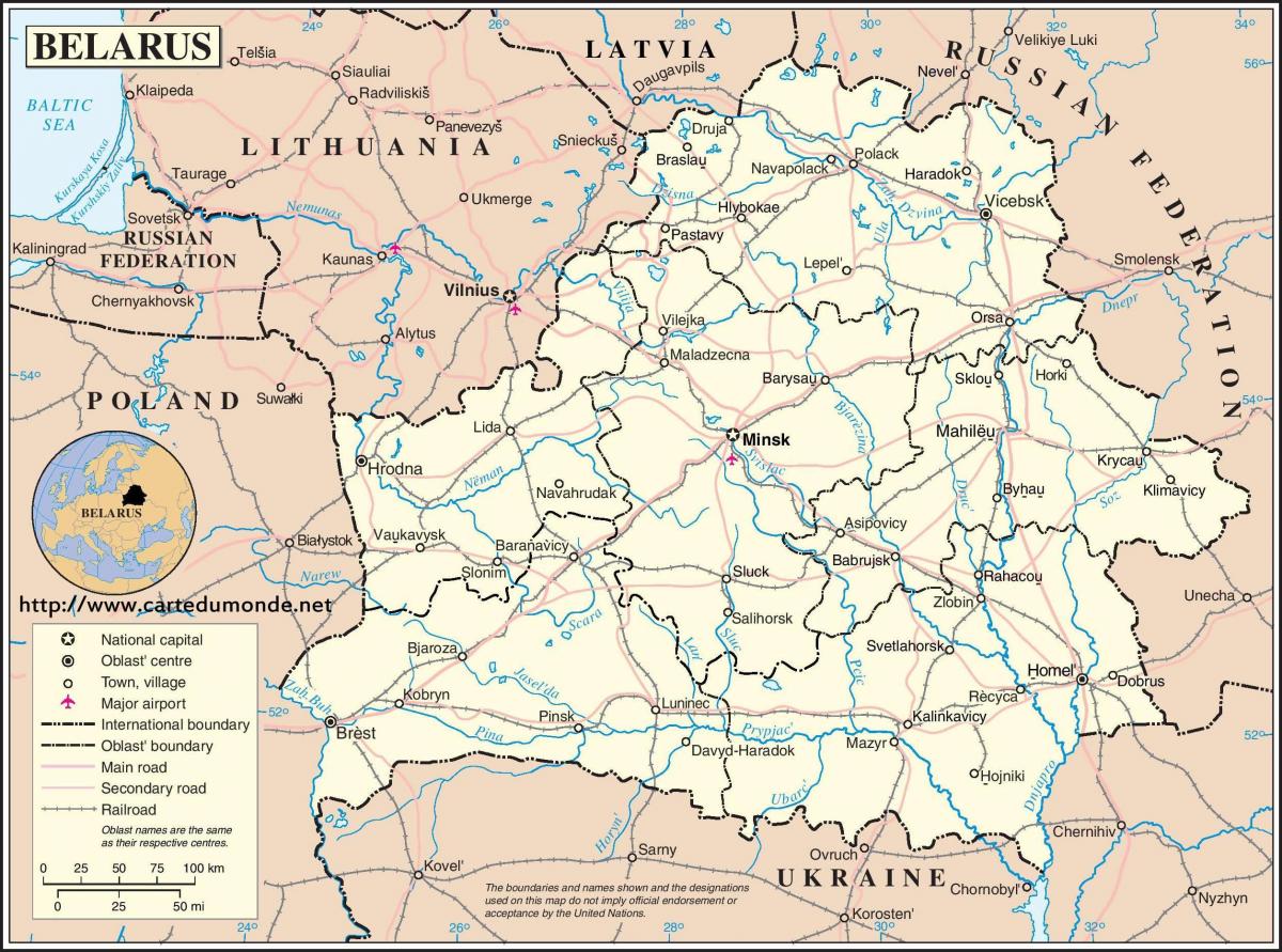 País de Belarus mapa